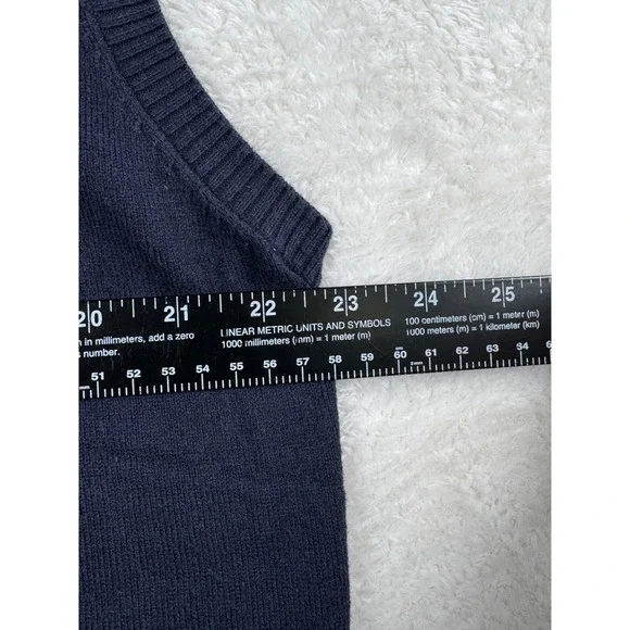 Eddie Bauer Cotton Cashmere Sweater Vest Layering Academia Preppy Men Blue Large - Picture 5 of 6
